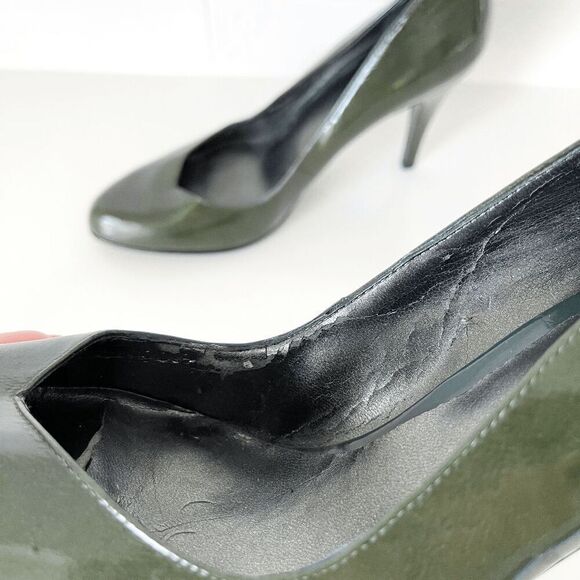 Nine West Womens Lucero Heels Round Toe Leather Stiletto Pumps Dark Green Size 8 - Picture 5 of 10